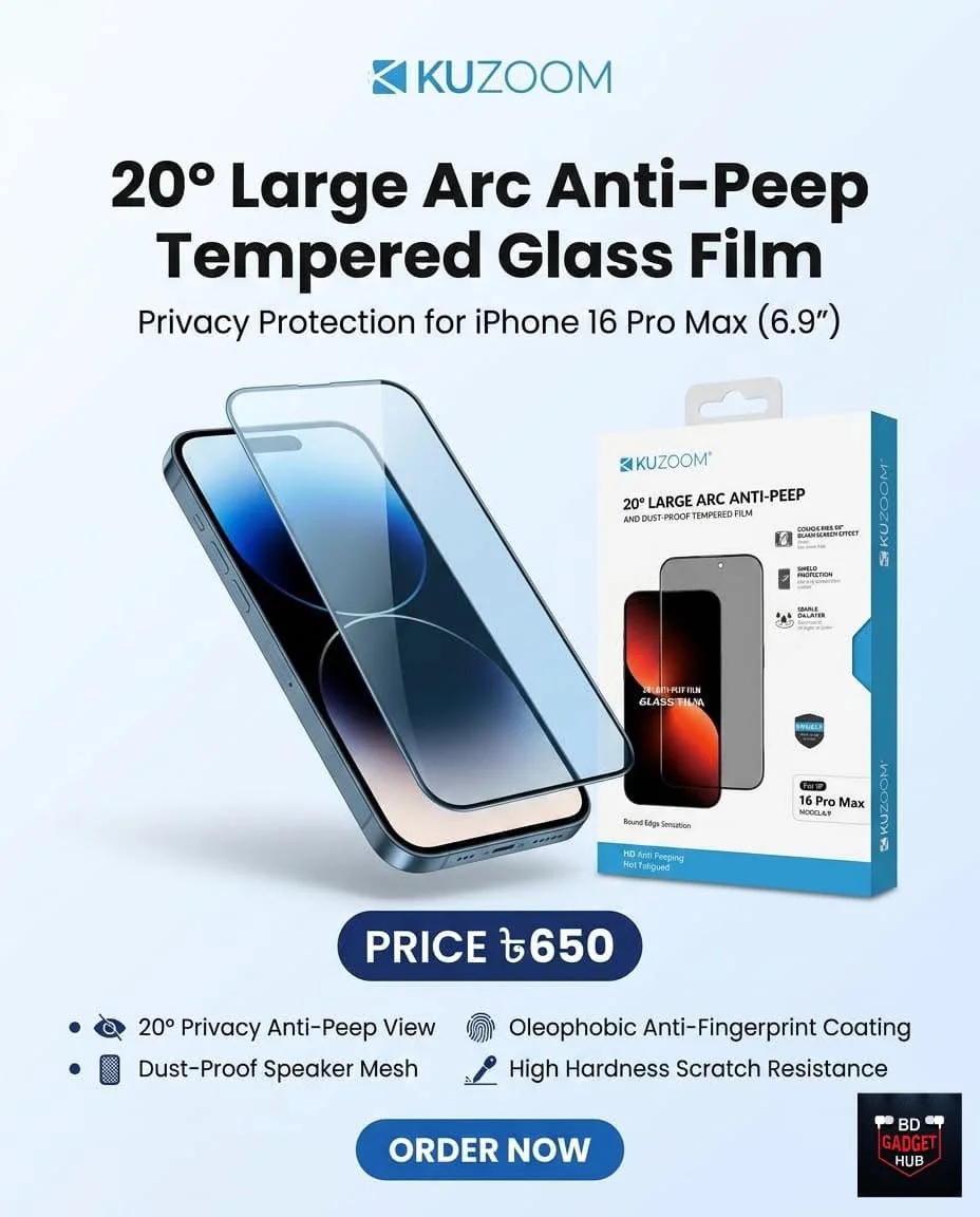 KUZOOM 20° Anti-Peep Tempered Glass
